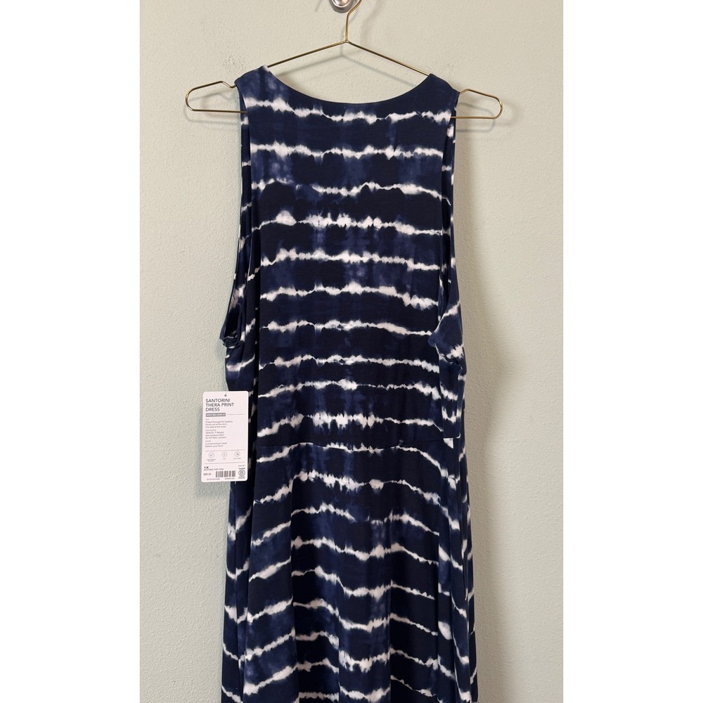 Athleta Santorini Thera Print Dress Blue Navy Tie Dye Stripe UPF 1X NEW Beach - Picture 6 of 11